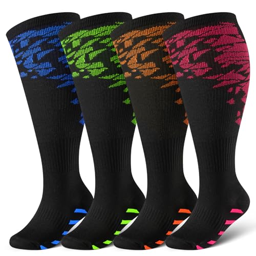 Image of Cerpite Plus Size Compression Socks 20-30 mmHg for Women & Men, Extra Wide Calf Compression Socks, Cushioned Breathable Support for Nurses, Travel, Running & Long Standing