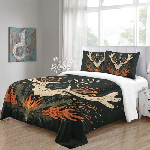 Housse de couette enfant cerf 3D microfine 220x240 parure lit ado fermeture éclair - 5