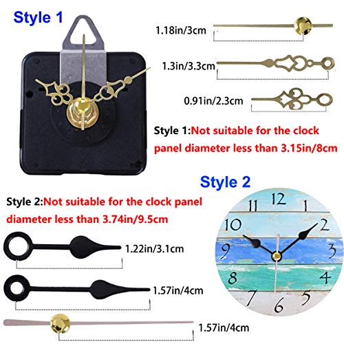 2 Pack Non Ticking Wall Miniature Clock Movements Mechanism With 5 Pairs Of Short Hands Quartz Motor Kit Battery Operated Diy Repair Parts Replacement, 5/32 In Max Dial Thick, 1/2 In Shaft Length #TOP2