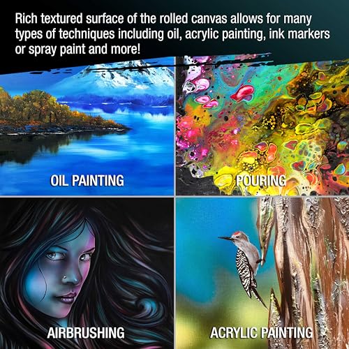 U.S. Art Supply 10-Ounce Unprimed 63\" Wide x 1 Yard (3 Feet) Long Heavyweight Unstretched Canvas Roll - 100% Cotton, Woven - Oil & Acrylic Painting, Murals, Backdrop - Cut to Stretcher Bar Frame Size - Thumbnail 6
