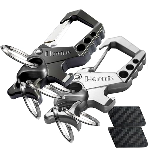 Image of Hephis Skull Heavy Duty Key Chain,Car Emergency Escape Tool, Seat belt Cutter,Bottle Opener,Carabiner Car Key Chains
