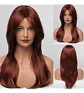 HAIRCUBE Charming Long Straight Wigs for Women Daily Use Natural and Healthy 20" Brown (Burgundy)