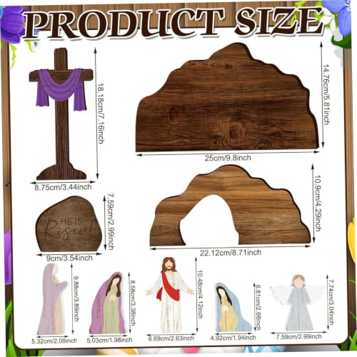 Décor de Pâques tombeau vide en bois pour table et bureau Jésus - 3