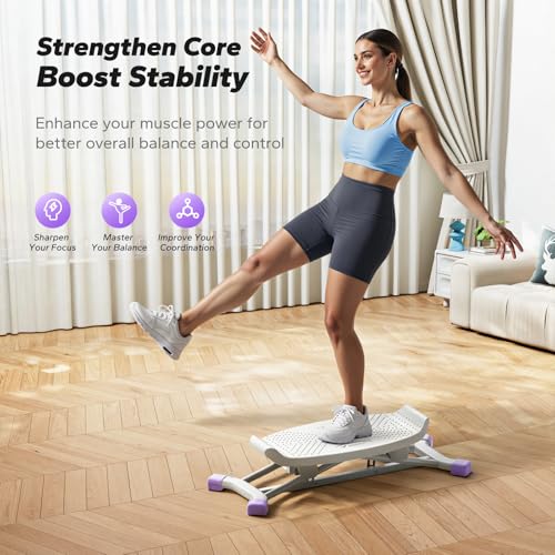 Image of MERACH Balance Board for Adults, Rocking Stepper with Resistance Bands, Portable Wobble Board Featuring LCD Monitor, 300 lbs Capacity Ski Balance Trainer for Full Body Workout at Home Gym