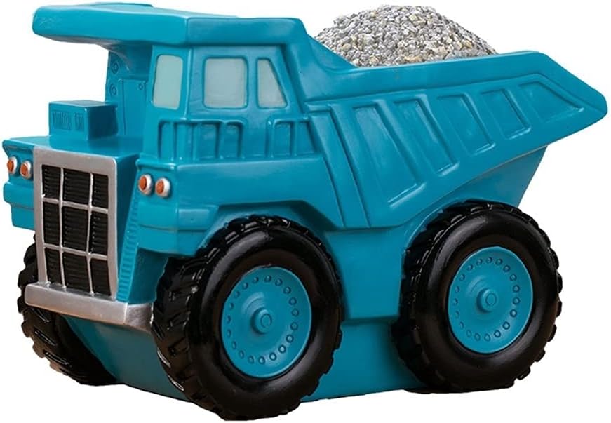 Piggy Bank Piggy Bank Creative Blue Sand Truck Coin Bank Anti-Fall Resin Money Bank Children Boy Birthday Large Capacity Piggy Bank (Color : Blue)