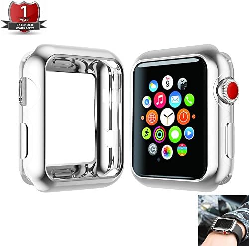 PHAETON - for Apple Watch Case 42mm, TPU Plating Lightweight Protection Scratch Resistant Soft Flexible,for Apple Watch All Series Series 3 Series 2 Series1 - Silver, 42mm