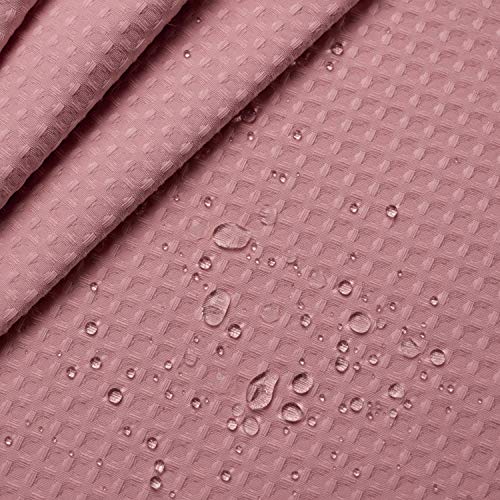 Image of Barossa Design Waffle Weave Shower Curtain Hotel Luxury Spa, 230 GSM Heavy Duty Fabric, Water Repellent, Pale Mauve, 71 inchx72 inch