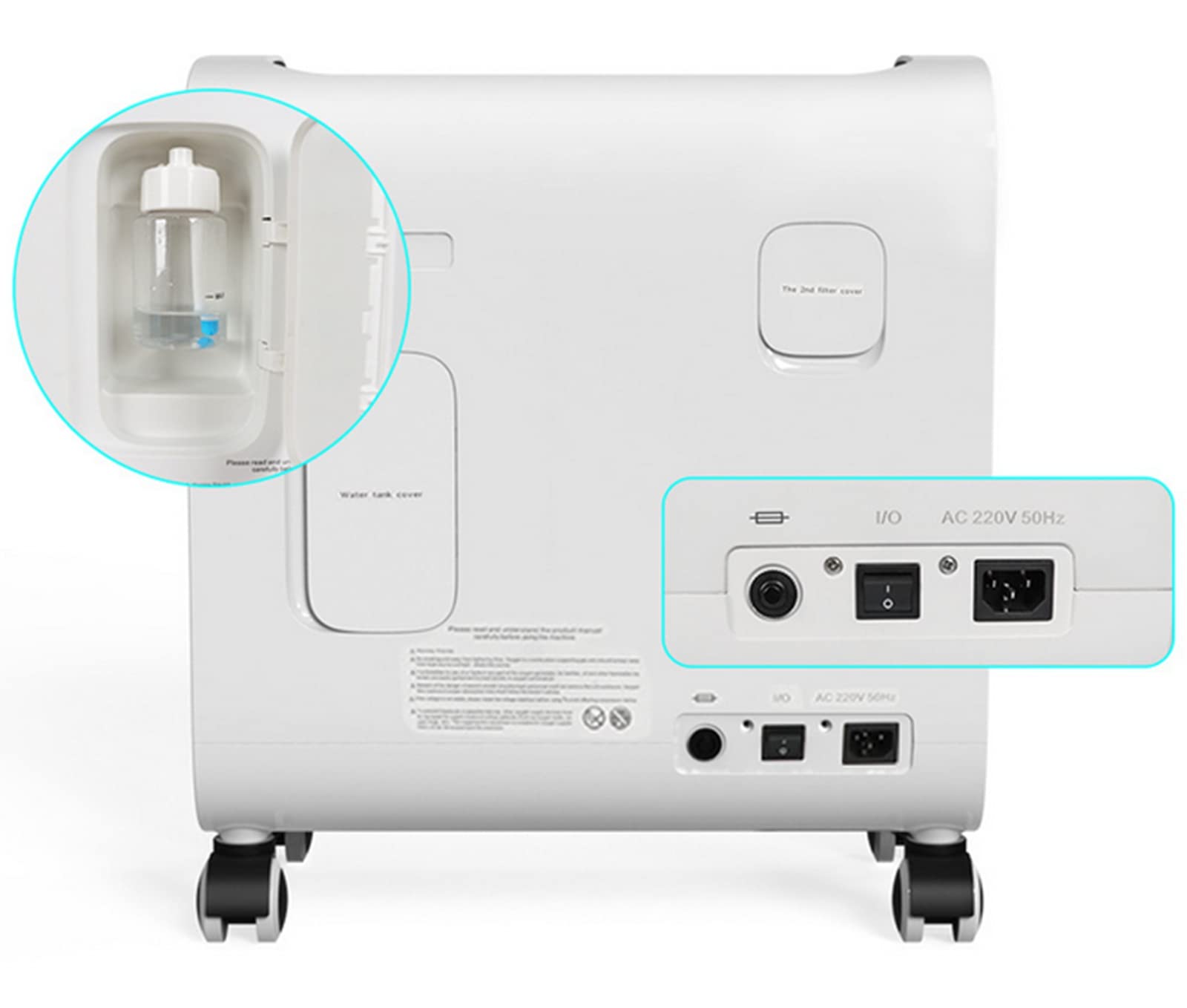 Concentratore Generatore di Ossigeno Medico,Concentratore Generatore di Ossigeno Ossigeno Regolabile dal 93% al 96% con Ruota Universale a 360°per Assistenza Domiciliare e Ospedaliera,5L/min,OG6