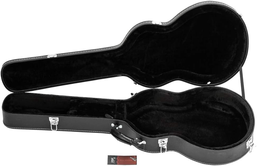 GLARRY Electric Guitar Hard Shell Case for Gjazz Guitar, Portable Waterproof, Microgroove, Lock, Extra Neck & Bridge Padding, Black