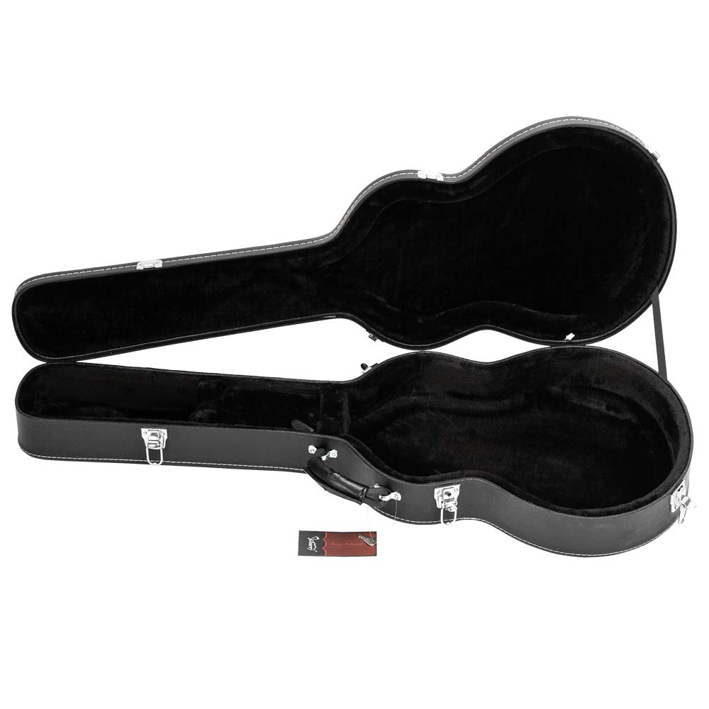 GLARRY Electric Guitar Hard Shell Case for Gjazz Guitar, Portable Waterproof, Microgroove, Lock, Extra Neck & Bridge Padding, Black