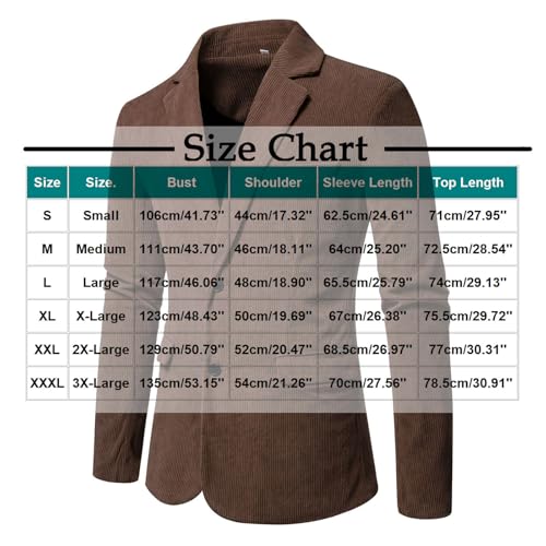 Men's Sport Coat Dressy Casual Long Sleeve Lapel Collar Corduroy Blazer Button Lightweight Business Suit Jackets2
