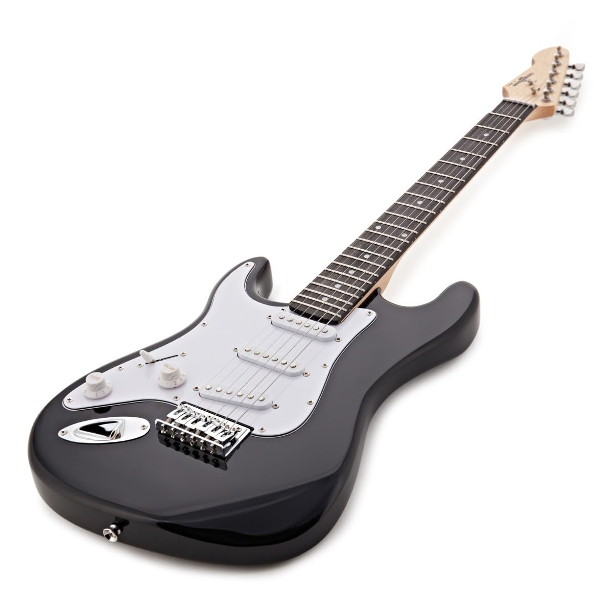 Chitarra Elettrica LA 3/4 Mancina Nera, Ampli 10W e Accessori | Per Giovani Mancini Principianti, Design Confortevole e Facile da Usare, Ampli Portatile con Uscita Cuffie, Custodia Inclusa