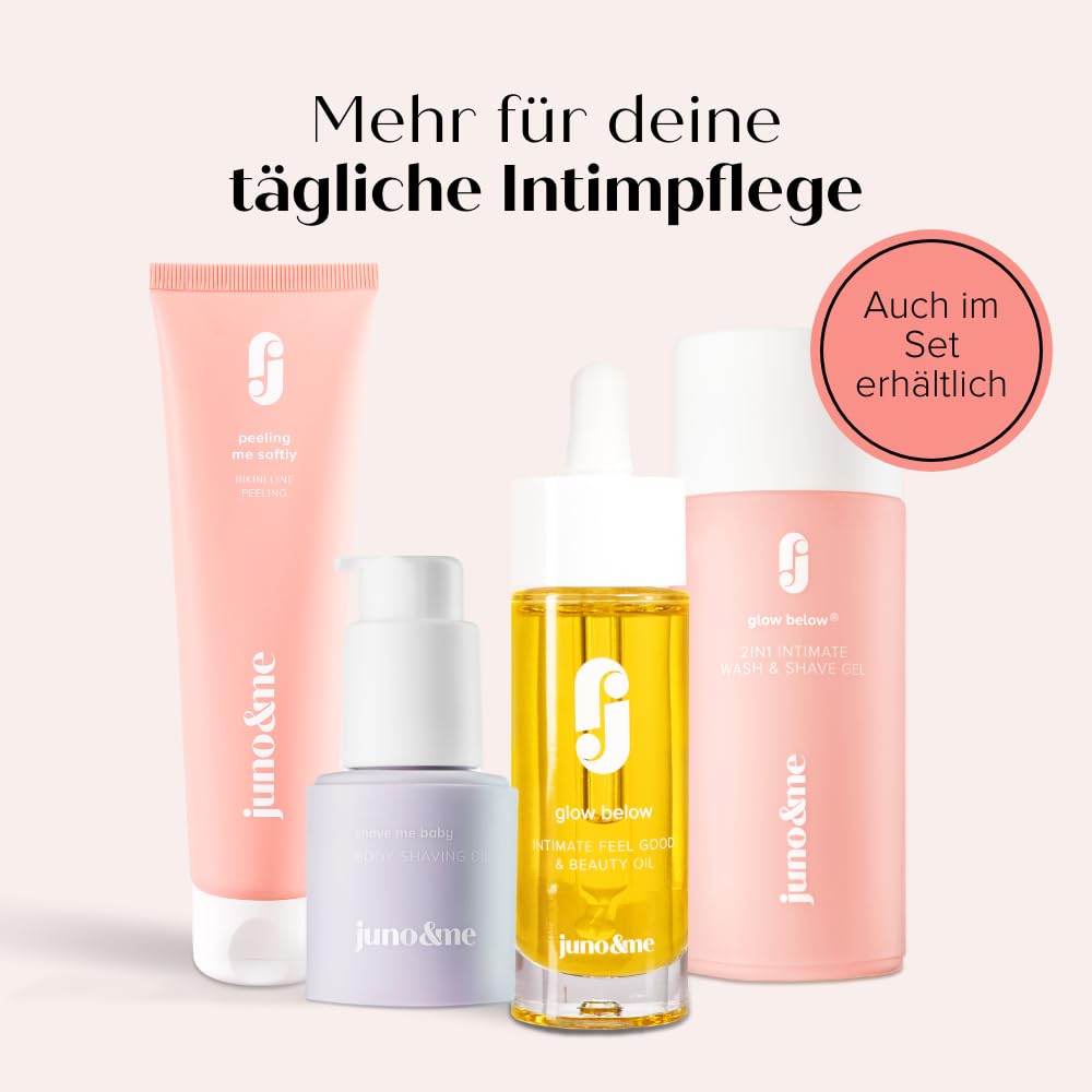 juno & me – Intimate Feel Good & Beauty Oil: After Shave Öl für Intimzone nach Rasur - mit 12 hochwertigen Ölen & Aloe Vera - bei Trockenheitsgefühl im Intimbereich - vegane Intimpflege Damen - 30ml