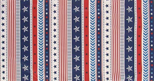 Patriotic Stars, Stripes And Dots Pattern Vinyl Flannel Back Tablecloth (60" Round) #TOP2
