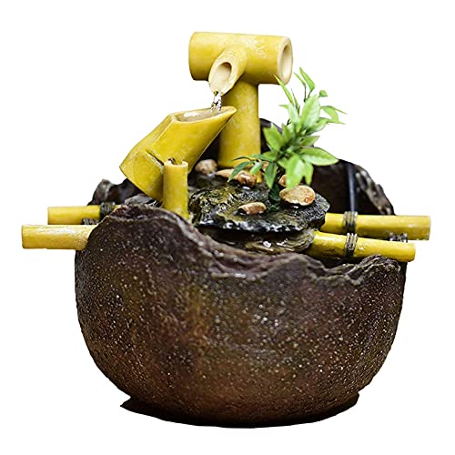Fontaine à eau de table zen en bambou pour décorer un bureau à la maison