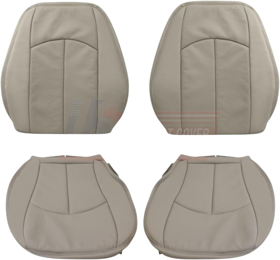 2002-2009 fits Mercedes-Benz E-Class Leather Front Replacement Seat Covers Gray (Placement on Vehicle:Driver & Passenger Tops & Bottoms;)