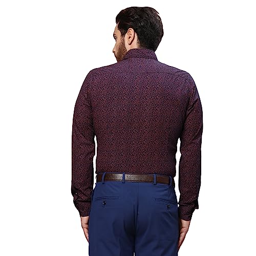 Image of Raymond Men's Pure Cotton Print Pattern Slim Fit Regular Collar Full Sleeve Casual Shirt