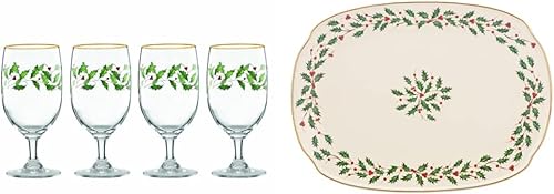 Lenox Paquete de cristalería navideña y plato para servir