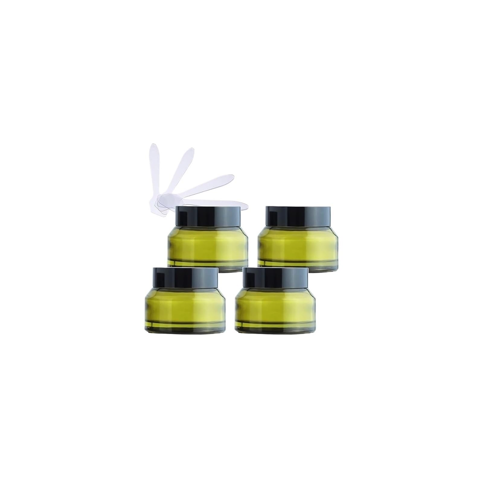 dfEDRd Plastic Cosmetic Jar, 4 Pack 50 ml Empty Face Cream Storage Containers Pots with Black Lid & Inner Liners DIY(15g)