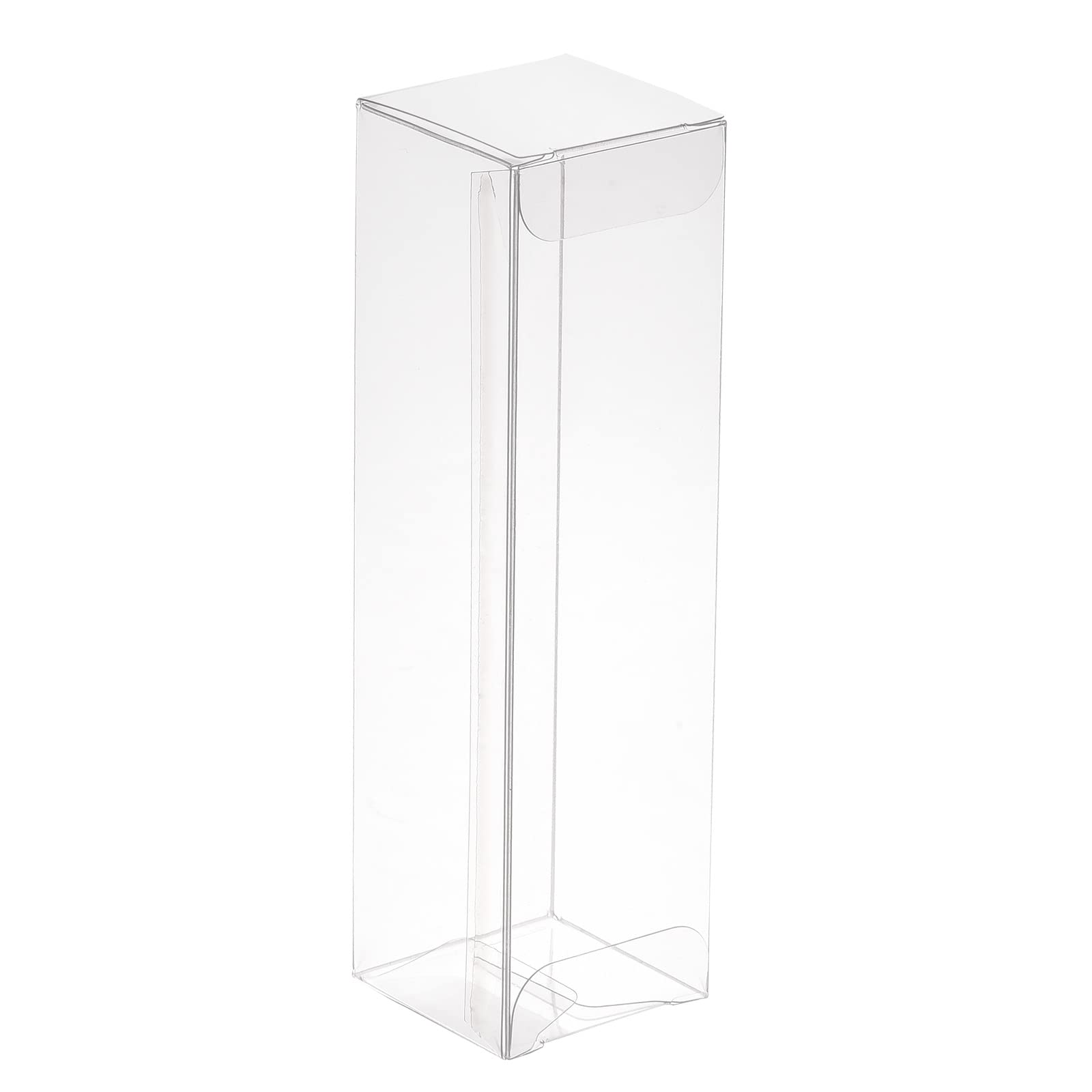 MECCANIXITY Plastic Retail Boxes 1.5"x1.5"x5.4" (38x38x138mm) Gift Box with Protecting Film for Candy, Cookies, Christmas, Wedding, Party Wrapping