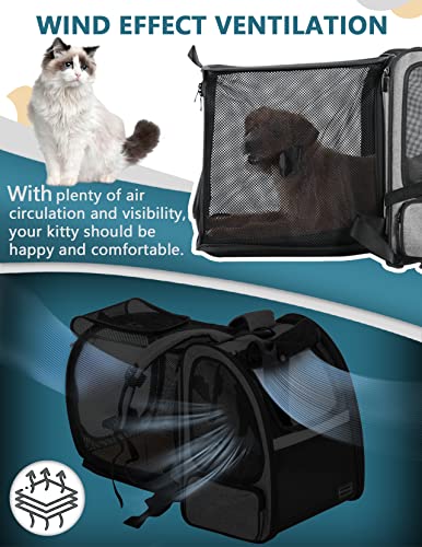 Petsfit Dog Backpack Carrier,Cat Backpacks Expandable with Great Ventilation,Fleece Mat,Perfect for Hiking,Camping Hold Pets Under 22lbs - Image 4