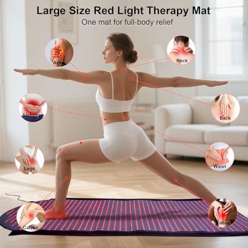 W1370 Full Body Red Light Therapy Mat, 71"x33" Redlight Therapy Blanket with Premium Leather, 1380 LEDs Dual Wavelength 660nm & 850nm Near Infrared Therapy Pad for Home Use — view 4