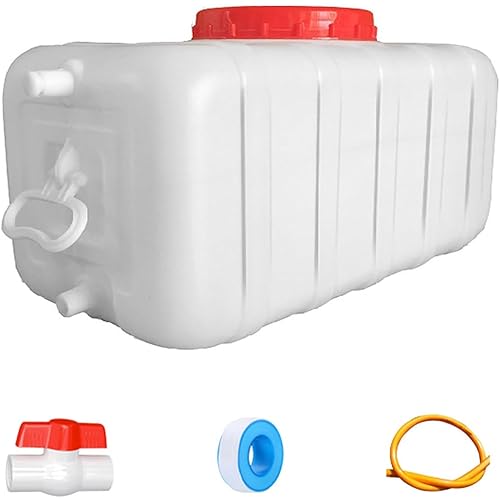 Plastic Water Tank 25L/35L/50L/80L/110L/200L Water Container，Rain Water Tank，Food-Grade Rectangular Thickened Water Tower with Faucet for Household Water Storage(Size:25L)