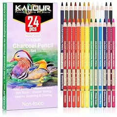 KALOUR PDAS Set di 24 matite colorate a carboncino, matite a gesso pastello di alta qualità, color pelle, per disegni, ombreggiature, colorazione, crayons pastel à la craie