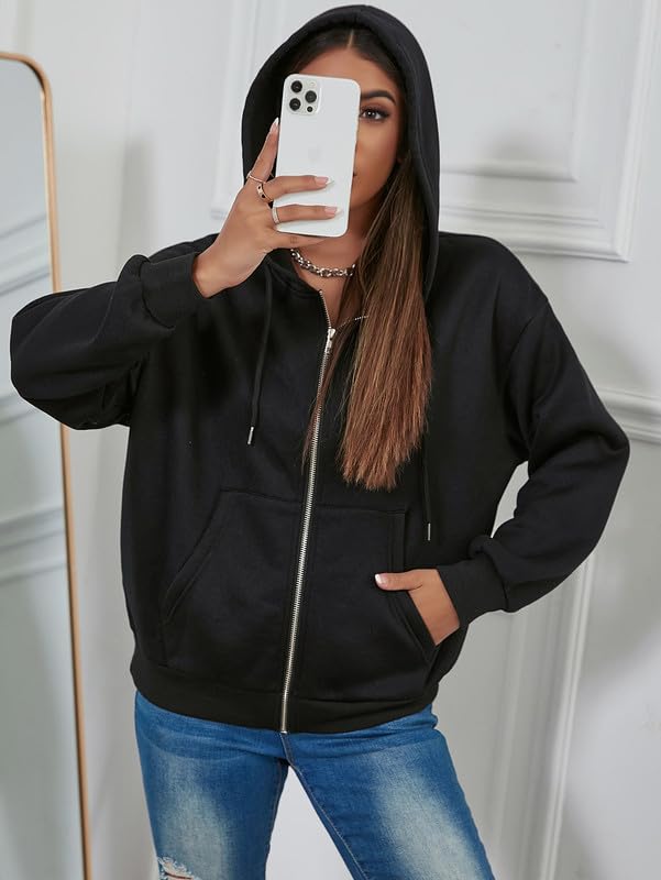 Image of Imsa Moda Women's Polycotton Fleece Plain Full-Zip Hooded Winter Jacket | Casual Hoodie with Kangaroo Pocket | Comfortable Warmwear
