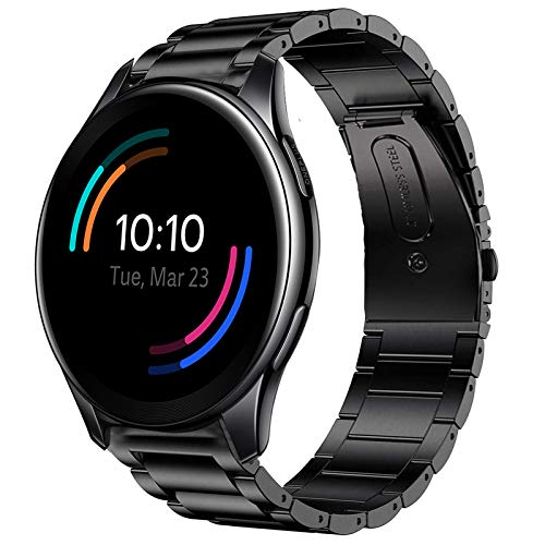 Compatible with OnePlus Watch Bands, YOUkei Stainless Steel Metal Replacement Strap Bracelet Compatible with OnePlus Watch (Black)