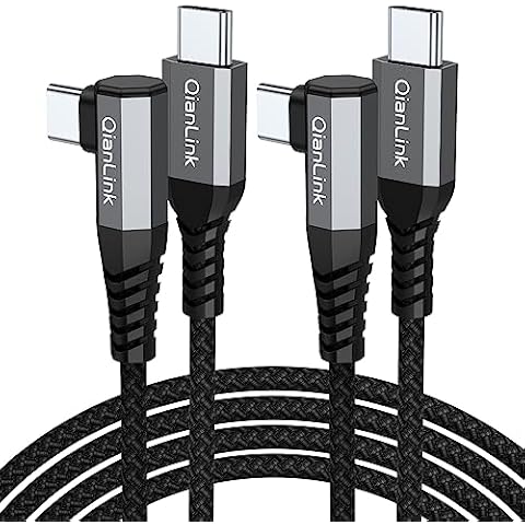 USB C to USB C Cable 60W (2-Pack 3.3ft), USB Type C Fast Charging Charger Cord Right Angle for iPhone 15 16 Plus Pro Max, Samsung Galaxy S24 S23 S22 S21 Note 20, MacBook Air/Pro,iPad Pro Mini 6 Air 4 Cover