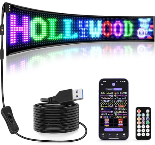 Rayhome Large Programmable LED Sign, 37''x8'' Flexible Indoor LED Store Sign with Remote, Scrolling Bluetooth APP Control Custom Text Pattern Animation digital Display for Store School Hotel