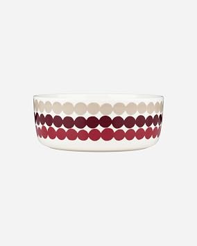 MARIMEKKO Oiva Rasymatto Bowls for Kitchen Beige and Dark Red Iconic Stoneware to Refine Your Decor Elevate Your Dining Experience with This Stylish Cereal Bowl 1.5 L