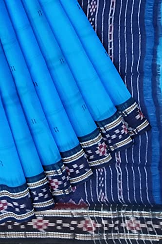 Image of FLOWRINA Odisha Sambalpuri Handloom Ikat Women's Cotton Saree, Odisha Handloom Handmade Pure Cotton Khandua Saree, Ikkat Orissa Traditional Handloom Saree Without Blouse