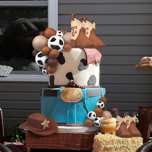 28PCS Cowboy Cake Decorations Hat and Boot Cake Toppers Western Cowboy Birthday Baby Shower for Western Theme Party Favors Supplies by KEEPARTY - Used condition - Image 7