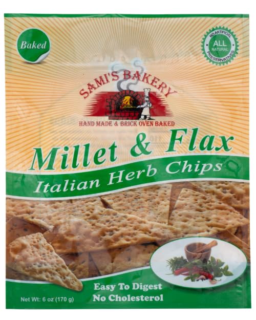 Sami's Bakery Italian Herb Chips Millet and Flax bulk case 12 bags