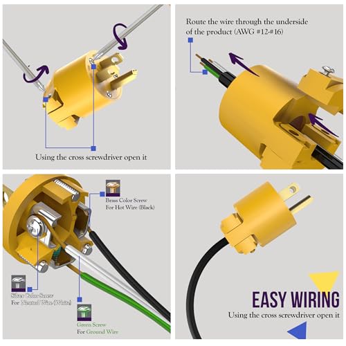 image for ENERLITES Electrical Replacement Plug & Connector Set, Extension Cord 