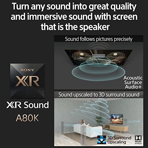 Sony XR-77A80K  77 Inch - BRAVIA XR - OLED  4K Ultra HD  High Dynamic Range (HDR)  Smart TV (Google TV) - (2022 model) + 5 Year Manufacturer Warranty