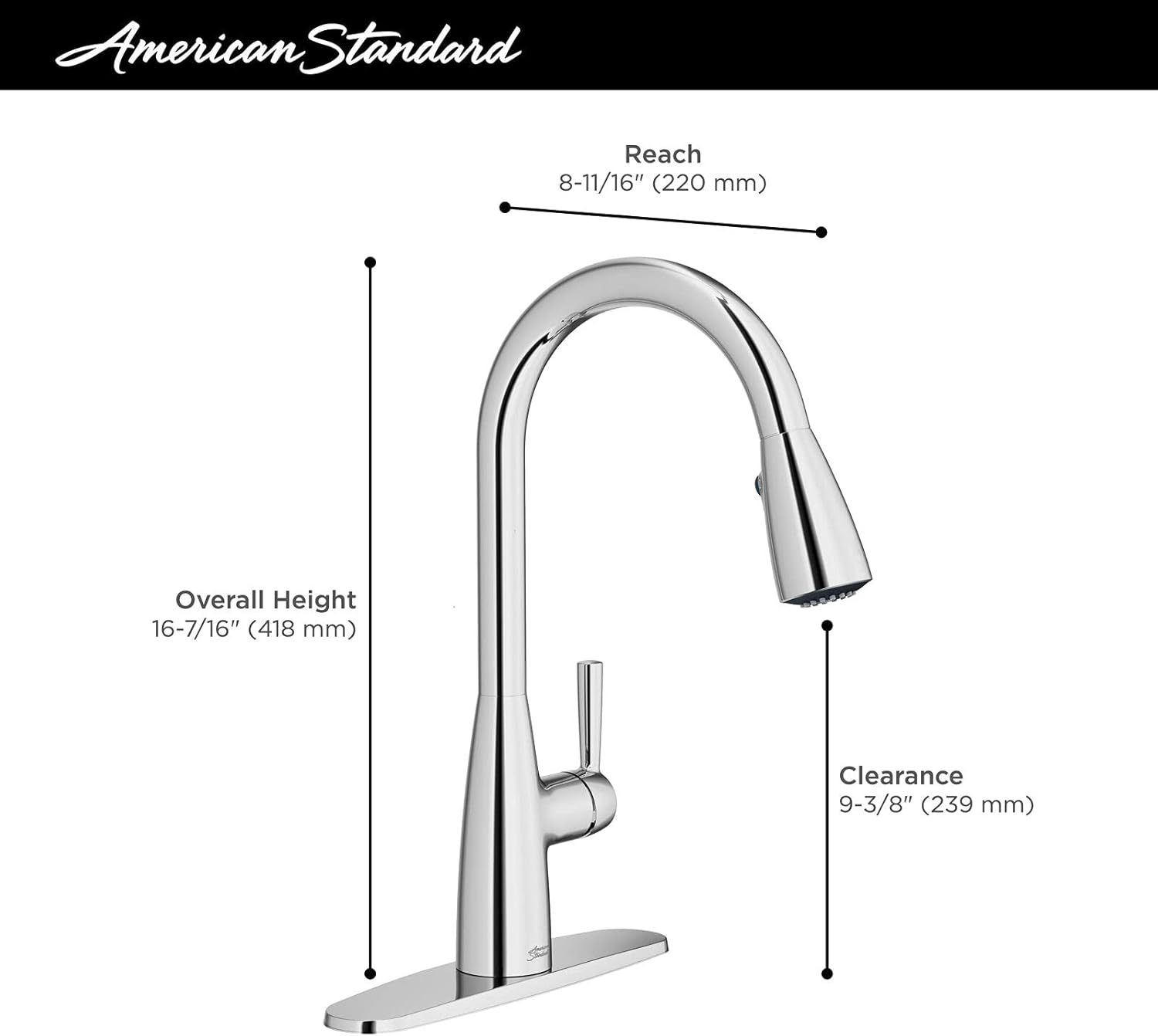 Glacier Bay American Standard Fairbury 2S Single-Handle Pull-Down Sprayer Kitchen Faucet in Stainless Steel, Silver