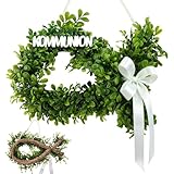 Kommunion Deko,Türkranz Kommunion, Künstlicher Eukalyptus Türkranz, Fischform, für Haustür Deko, Erstkommunion Konfirmation Taufe Dekoration
