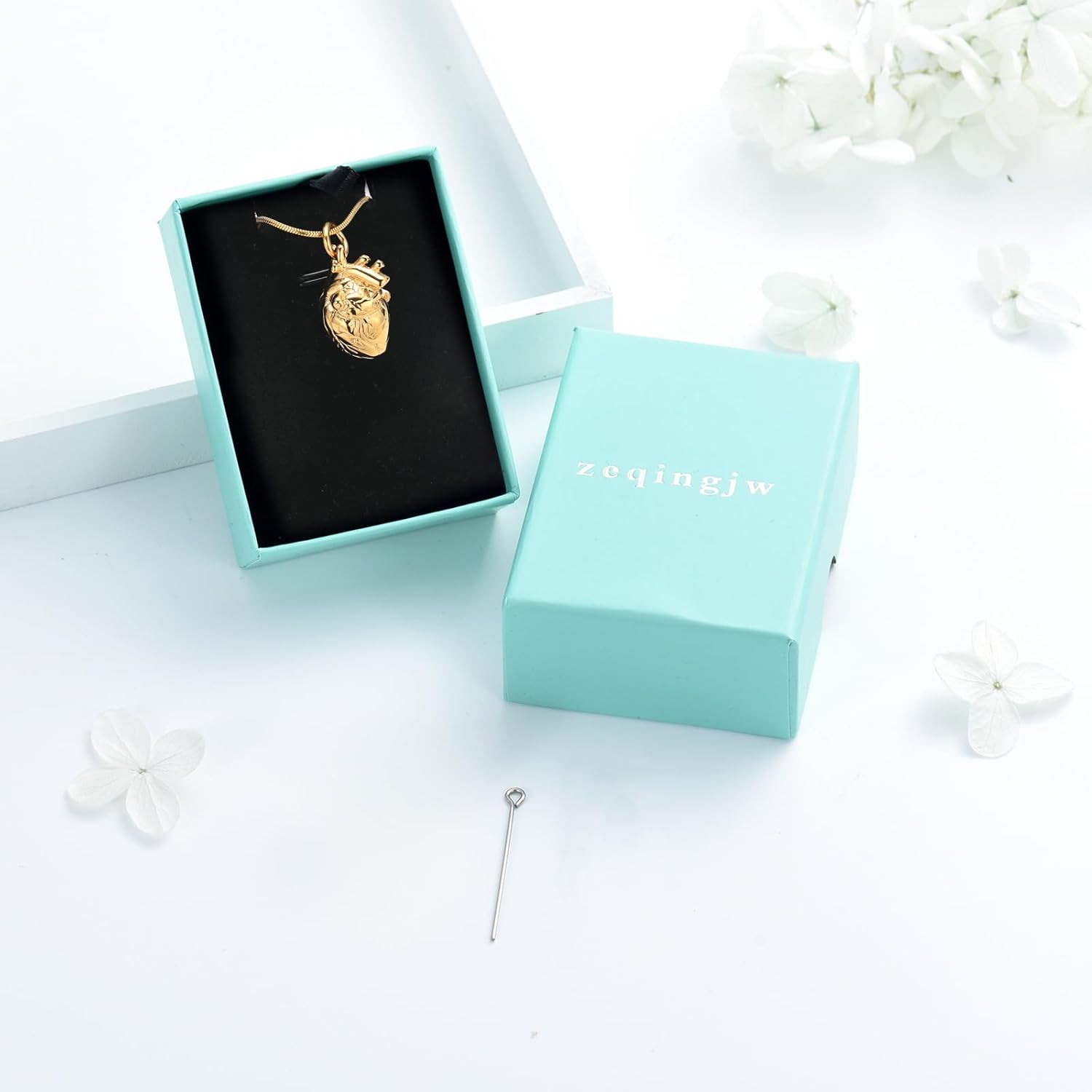 zeqingjw Anatomical Heart Memorial Urn Necklace for Ashes Holder Stainlesss Steel 3D Heart Cremation Jewelry Funeral Keepsake Pendant of Loved Ones - Image 7