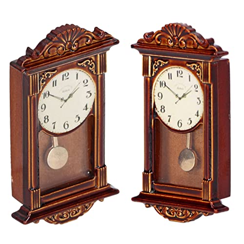 Relógio de casa de bonecas, relógio de parede em escala 1:12, acessórios de decoração de casa de bon