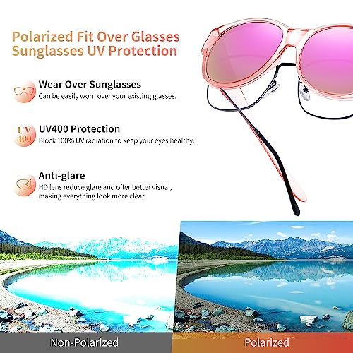Image of GEGURI Polarized Sunglasses Fit Over Glasses for Men Women, Oversized Square Sun Glasses UV400 Protection Shades