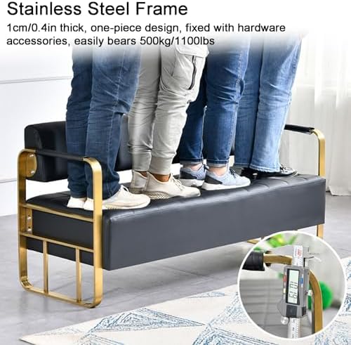 Green Waiting Room Bench, PU Reception Chairs with Arms, 150x55x70cm for Office, Clinic, Airport, Bank & Barber - Comfortable Seating for Waiting Areas