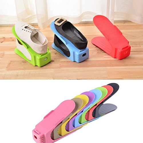 5Starsuperdeals Shoe Storage Slot Closet Organizer Space Saver Rack Shoe Storage, Colorful Shoes Slot Holder, Set Of 8 (Blue) #TOP1