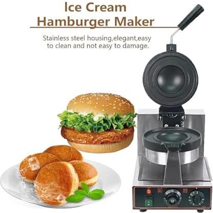 Eiscreme-Burger-Maker, elektrischer Burger-Hamburger-Maker, 180 ° drehbar, antihaftbeschichtete Materialplatte, Waffelbackmaschine, Panini-Presse, Single – Bild 3