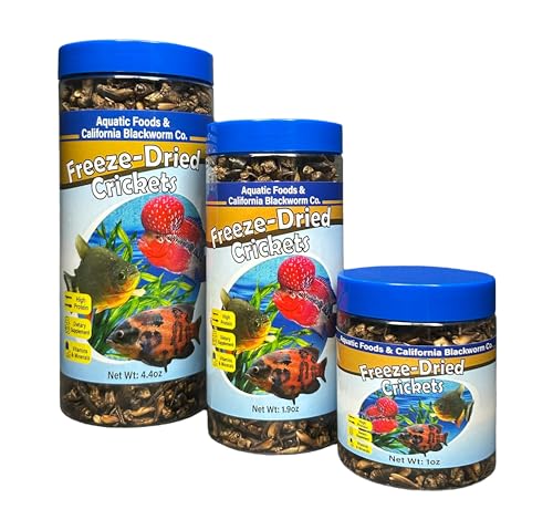 Aquatic Foods Inc. Crickets Freeze Dried Crickets for Large Tropical Fish Monster Fish Reptiles Turtles Tortoises Frogs Hamsters Birds Rodents 1.0oz Canister
