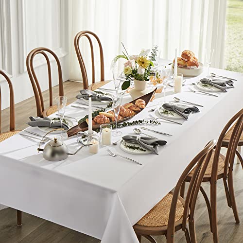 Mysky Home White Tablecloths For Rectangle Tables - 60 X 102 Inch Table Cloth Washable Fabric For 6 Foot Table Polyester Tablecloth Decor For Buffet Table, Parties, Holiday Dinner, Wedding #TOP5