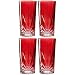 Produktbild Leonardo Capri Trink-Gläser 4er Set rot, spülmaschinenfeste Saft-Gläser mit Relief Facetten-Schliff, bunte Wasser-Gläser, Glas-Becher, 390 ml, 022364