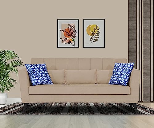 Image of Adorn India Daniel 3 Seater Sofa (Beige) (3 Year Warranty)